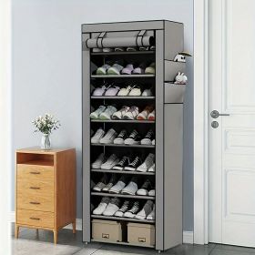 1 Set Of 10-layer Shoe Cabinet With Dust Cover, Easy To Assemble, Portable Shoe Cabinet, Suitable For Various Scenarios Such As Entrance, Storage Shel