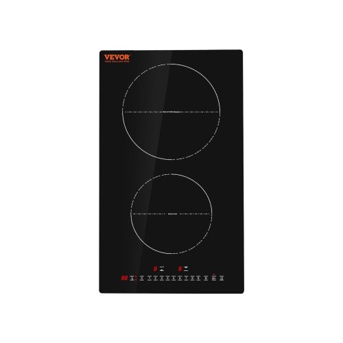 VEVOR Electric Cooktop, 2 Burners, 12'' Induction Stove Top, Built-in Magnetic Cooktop 3000W, 9 Heating Level Multifunctional Burner