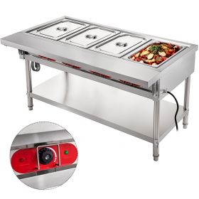 VEVOR Steam Table Food Warmer 4 Pot Steam Table Food Warmer 18 Quart/Pan with Lids with 7 Inch Cutting Board Commercial Electric Food Warmer Bain Mari