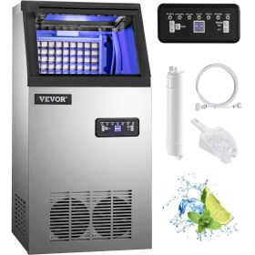 VEVOR 110V Commercial Ice Maker 120LBS/24H with 22LBs Storage Ice Maker Machine Stainless Steel Portable Automatic Ice Machine with Scoop and Connecti