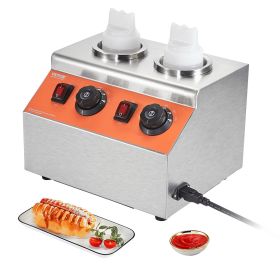 VEVOR Electric Bottle Warmer with Bottles, 0.57x2 Qt Commercial Cheese Dispenser, Hot Fudge Warmer 86-185Â°F Temp Adjustable