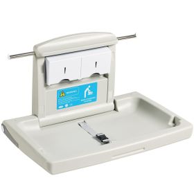 VEVOR Wall-Mounted Baby Changing Station, Horizontal Foldable Diaper Change Table with Safety Straps and Hanging Rods, Use in Commercial Bathrooms