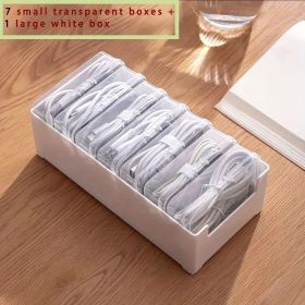 Plastic Storage Set With 7 Clear Storage Boxes - Not Waterproof. It Is Suitable For Independent Storage Of Small Items Such As Chargers, Headphones, J