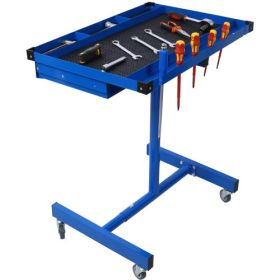 Adjustable Tear Down Work Table With Drawer For Garages, Repair Shops, And DIY, Portable, 4  2.5 Swivel Casters, 220 Pound Capacity, Rubber Corners, H (Color: Blue)