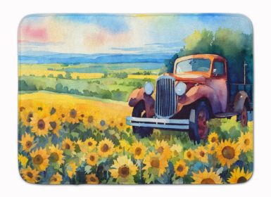Kansas Sunflowers in Watercolor Memory Foam Kitchen Mat Machine Washable Anti-Fatigue Mat Cushion Comfort Bath Mat or Kitchen Rug (Default: Default)